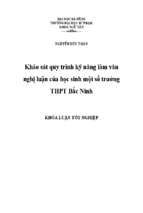 Khảo sát quy trình kỹ năng làm văn nghị luận của học sinh một số trường thpt bắc ninh.