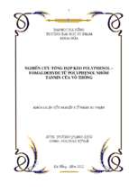 Nghiên cứu tổng hợp keo polyphenol – formaldehyde từ polyphenol nhóm tannin của vỏ thông.