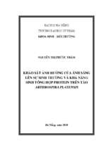 Khảo sát ảnh hưởng của ánh sáng lên sự sinh trưởng và khả năng sinh tổng hợp protein trên tảo arthrospira platensis