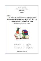 Xây dựng hệ thống bài tập theo các mức độ tư duy trong dạy học hợp chất hữu cơ có nhóm chức – hóa học 11 thpt