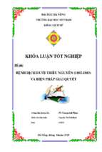 Bệnh dịch dưới triều nguyễn (1802   1883) và biện pháp giải quyết.