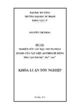 Nghiên cứu các đặc trưng phát quang của vật liệu aluminate đồng pha tạp ion eu2+, mn2+, sm3+