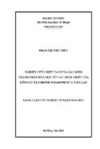 Nghiên cứu chiết tách và xác định thành phần hóa học từ các dịch chiết của lông cu li (cibotium barometz l) ở đà lạt.