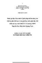 đánh giá lựa chọn một số giải pháp nhằm nâng cao tính tự giác tích cực trong giờ học môn giáo dục thể chất của học sinh khối 10  11 trường thpt nguyễn duy hiệu tỉnh quảng nam.