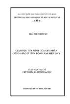 Giáo dục gia đình của giáo dân công giáo ở tỉnh đồng nai hiện nay    