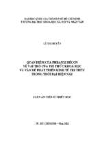 Quan điểm của phranxi bêcơn về vai trò của tri thức khoa học và vấn đề phát triển kinh tế tri thức trong thời đại hiện nay    