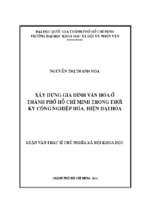 Xây dựng gia đình văn hóa ở thành phố hồ chí minh trong thời kỳ công nghiệp hóa, hiện đại hóa    