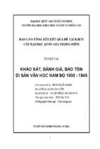 Khảo sát, đánh giá, bảo tồn di sản văn học nam bộ 1930 1945    