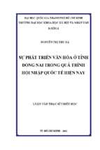 Sự phát triển văn hóa ở tỉnh đồng nai trong quá trình hội nhập quốc tế hiện nay    