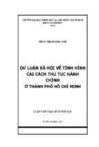 Dư luận xã hội về tình hình cải cách thủ tục hành chính ở thành phố hồ chí minh    