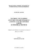 Teachers' and learners' attitudes towards  english 11   a survey at le quy don high school in ninh thuan province