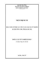Hoạt động hỗ trợ vay vốn ưu đãi cho phụ nữ nghèo huyện vĩnh linh, tỉnh quảng trị.