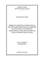 Nghiên cứu ảnh hưởng của một số yếu tố môi trường đến thành phần loài và phân bố của lớp giáp xác lớn (crustacea malacostraca) ở sông trường giang tại huyện núi thành, tỉnh quảng nam..