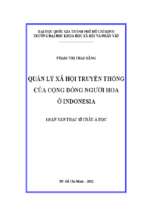 Quản lý xã hội truyền thống của cộng đồng người hoa ở indonesia    