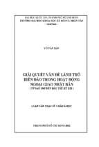 Giải quyết vấn đề lãnh thổ biển đảo trong hoạt động ngoại giao nhật bản (từ sau 1945 đến đầu thế kỷ xxi)    