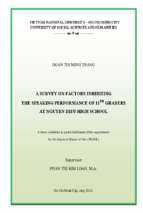 A survey on factors inhibiting the speaking performance of 11th graders at nguyen dieu high school    m.a.  60.14.10 