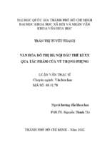 Văn hóa đô thị hà nội đầu thế kỷ xx qua tác phẩm của vũ trọng phụng    