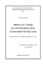 Phong tục cấm kị của người trung quốc (có so sánh với việt nam)    