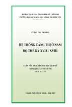 Hệ thống cảng thị ở nam bộ thế kỷ xvii xviii    