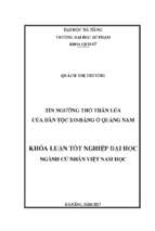 Tín ngưỡng thờ thần lúa của dân tộc xơ đăng ở quảng nam.