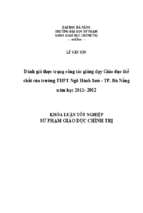 đánh giá thực trạng công tác giảng dạy giáo dục thể chất của trường thpt ngũ hành sơn   tp. đà nẵng năm học 2011  2012.
