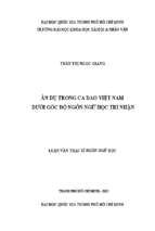 ẩn dụ trong ca dao việt nam dưới góc độ ngôn ngữ học tri nhận    