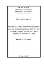 Hình thành và phát triển năng lực hợp tác cho học sinh thông qua quá trình dạy học kiến thức về sinh trưởng, phát triển, sinh sản   sinh học 11 – thpt.