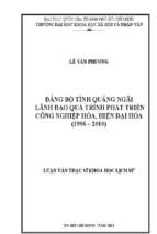 đảng bộ tỉnh quảng ngãi lãnh đạo quá trình phát triển công nghiệp hóa, hiện đại hóa (1996 2010)    