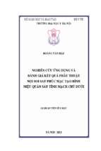 Nghiên cứu ứng dụng và đánh giá kết quả phẫu thuật nội soi sau phúc mạc tạo hình niệu quản sau tĩnh mạch chủ dưới