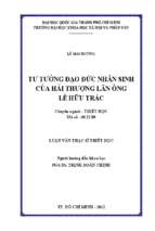 Tư tưởng đạo đức nhân sinh của hải thượng lãn ông lê hữu trác    