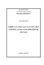 Nghiên cứu phân lập và tuyển chọn nấm mốc có khả năng sinh enzyme phytase.
