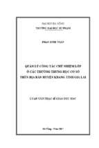 Quản lý công tác chủ nhiệm lớp ở các trường trung học cơ sở trên địa bàn huyện kbang tỉnh gia lai.