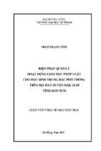 Biện pháp quản lý hoạt động giáo dục pháp luật cho học sinh trung học phổ thông trên địa huyện đăk glei tỉnh kon tum.