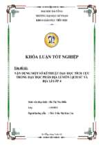 Vận dụng một số kĩ thuật dạy học tích cực trong dạy học phần địa lí môn lịch sử và địa lí lớp 4.......