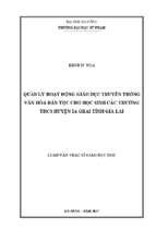 Quản lý hoạt động giáo dục truyền thống văn hóa dân tộc cho học sinh các trường thcs huyện ia grai tỉnh gia lai..