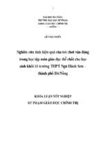 Nghiên cứu tính hiệu quả của trò chơi vận động trong học tập môn giáo dục thể chất cho họcsinh khối 11 trường thpt ngũ hành sơn – thành phố đà nẵng.