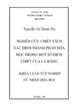 Nghiên cứu chiết tách, xác định thành phần hóa học trong một số dịch chiết của lá bàng.