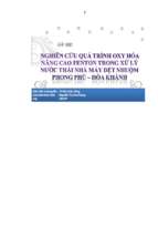 Nghiên cứu quá trình oxy hóa nâng cao fenton trong xử lí nước thải nhà máy dệt nhuộm phong phú – hòa khánh.