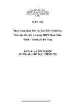 Thực trạng nhận thức của học sinh về môn học giáo dục thể chất ở trường thpt phan châutrinh – thành phố đà nẵng.