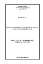 ảnh hưởng của tính mùa vụ đến hoạt động du lịch tỉnh thừa thiên   huế