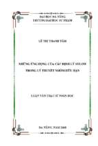 Những ứng dụng của các định lý sylow trong lý thuyết nhóm hữu hạn..