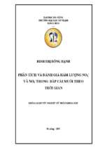 Phân tích và đánh giá hàm lượng no2  và no3  trong bắp cải muối theo thời gian.