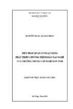 Biện pháp quản lý hoạt động phát triển chương trình đào tạo nghề của trường trung cấp nghề kon tum.