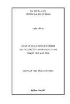 Quản lý hoạt động tài chính tại các trường trung học cơ sở thành phố kon tum.