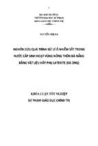 Nghiên cứu quá trình xử lý ô nhiễm sắt trong nước cấp sinh hoạt vùng nông thôn đà nẵng bằng vật liệu hấp phụ laterite (đá ong)