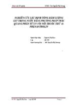 Nghiên cứu xác định tổng hàm lượng sắt trong nước bằng phương pháp trắc quang phân tử uv vis với thuốc thử o phenantrolin.