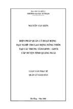 Biện pháp quản lý hoạt động dạy nghề cho lao động nông thôn tại các trung tâm gdnn gdtx cấp huyện tỉnh quảng ngãi.