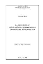 đa dạng sinh học ngành trùng bánh xe (rotifera) ở hồ phú ninh, tỉnh quảng nam..