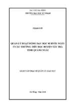 Quản lý hoạt động dạy học 02 buổi ngày ở các trường tiểu học huyện tây trà, tỉnh quảng ngãi.