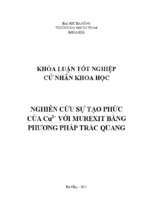 Nghiên cứu sự tạo phức của ion cu2+ với murexit bằng phương pháp trắc quang.